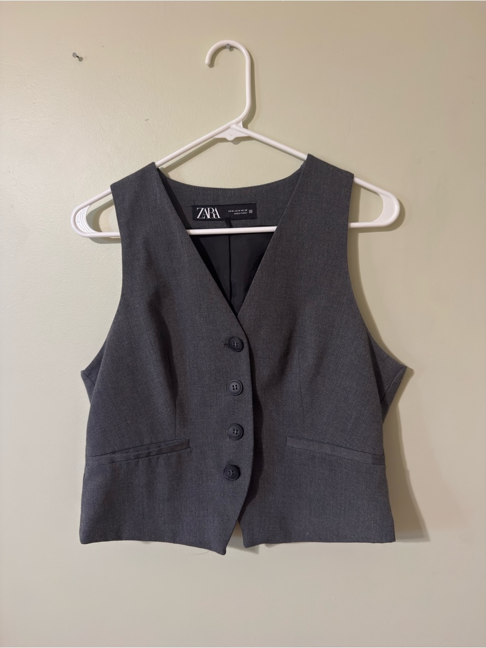 Zara Charcoal Gray Buttoned Vest